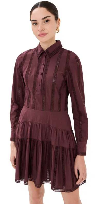 Ulla Johnson Camille Long Sleeve Mini Dress Mulberry In Purple
