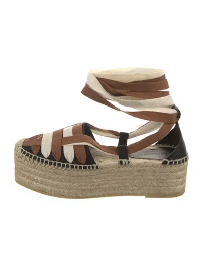 Pre-owned Ulla Johnson Canvas Colorblock Pattern Pumps In Brown