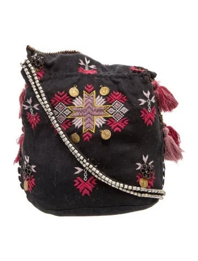 Pre-owned Ulla Johnson Canvas Crossbody Bag In Black