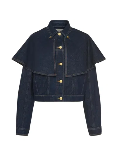 Ulla Johnson Cape Buttoned Jacket In Blue