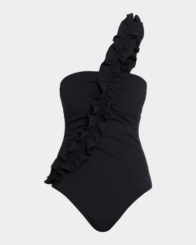 Ulla Johnson Capri Asymmetric One-piece Swimsuit In Black