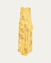 Ulla Johnson Caprice Asymmetric Layered Silk Dress In Yellow