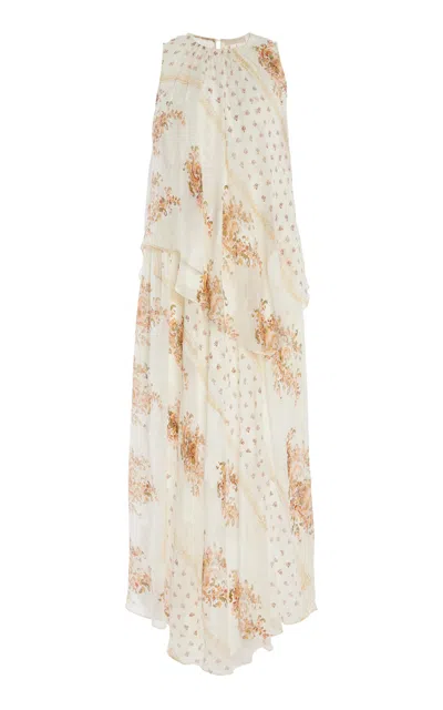 Ulla Johnson Caprice Asymmetrical Layered Silk Dress In Multi