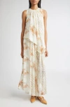 Ulla Johnson Caprice Floral Layered Silk Blend Dress In Neutral