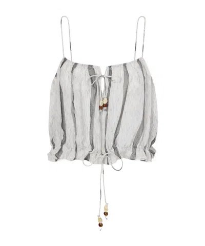 Ulla Johnson Cara Bead-embellished Striped Cotton Coverup In Gray