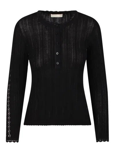 Ulla Johnson Delia Pointelle-knit Cardigan In Schwarz