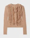 Ulla Johnson Maryel Lace-trimmed Ruffled Ribbed Merino Wool Cardigan In Gold