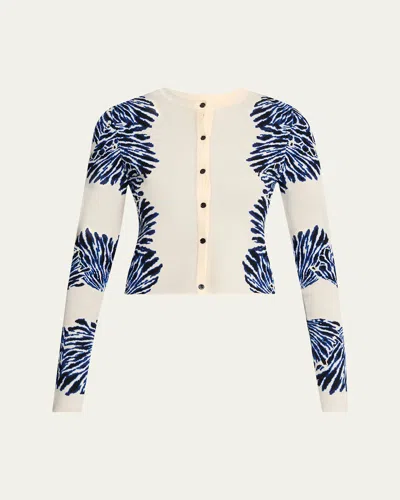 Ulla Johnson Carina Jacquard Knit Cardigan In Blue