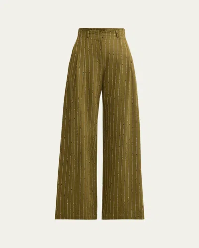 Ulla Johnson Carine Pinstripe Wool Wide-leg Pants In Aspen