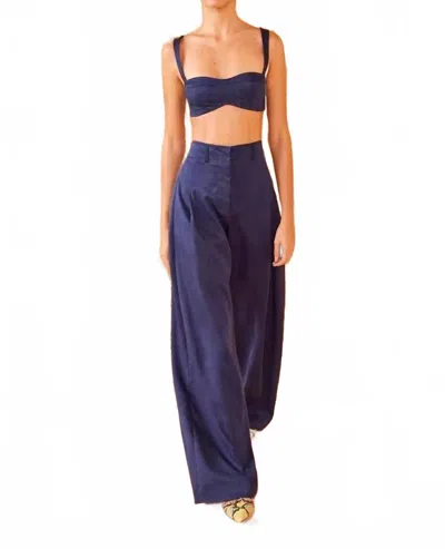 Ulla Johnson Carine Wide Leg Trouser Pants In Sapphire In Blue