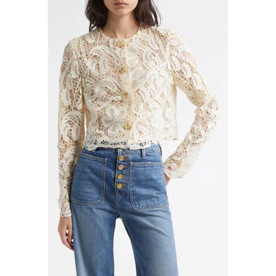 ULLA JOHNSON ULLA JOHNSON CARIS FLORAL LACE LINEN JACKET