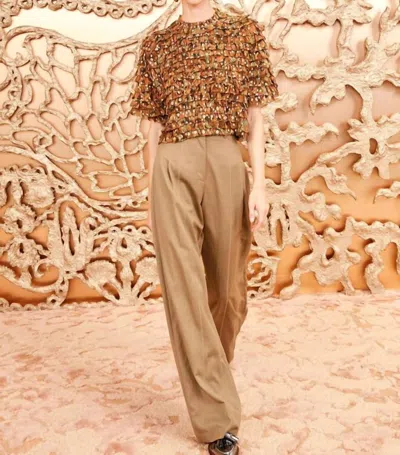 Ulla Johnson Carmella Crinkle Chiffon Blouse In Tigers Eye In Multi