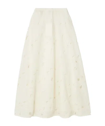 Ulla Johnson Caro Embroidered Midi Skirt In White