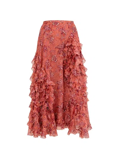 Ulla Johnson Cascading Ruffled Skirt In Orange