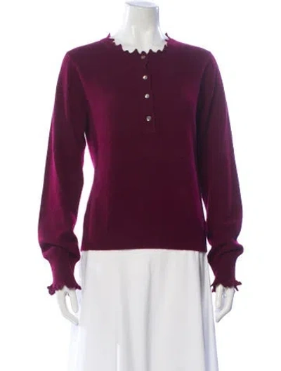 Pre-owned Ulla Johnson Cashmere Crew Neck Sweater In Burgundy