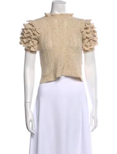 Pre-owned Ulla Johnson Cashmere Mock Neck Sweater In Neutral