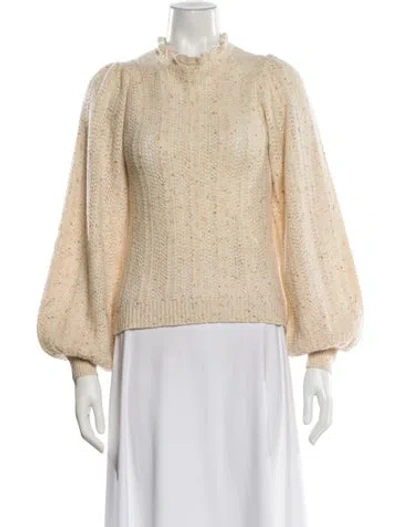 Pre-owned Ulla Johnson Cashmere Mock Neck Sweater In Neutrals