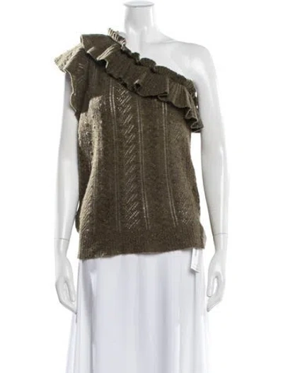 Pre-owned Ulla Johnson Cashmere One-shoulder Top In Green