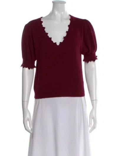Pre-owned Ulla Johnson Cashmere Scoop Neck Sweater In Burgundy