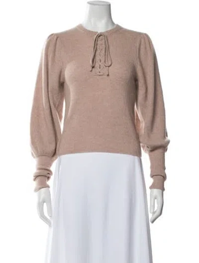 Pre-owned Ulla Johnson Cashmere Tie Neck Sweater In Neutrals