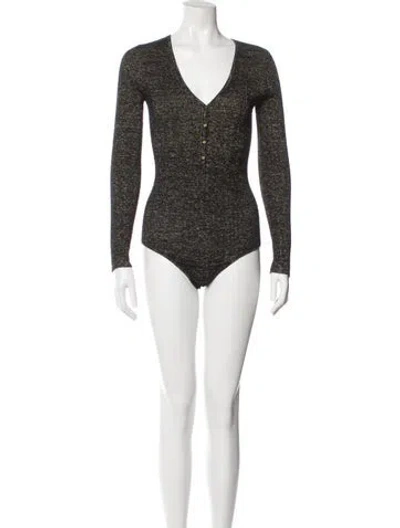 Pre-owned Ulla Johnson Cashmere V-neck Bodysuit In Black