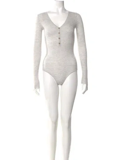 Pre-owned Ulla Johnson Cashmere V-neck Bodysuit In White