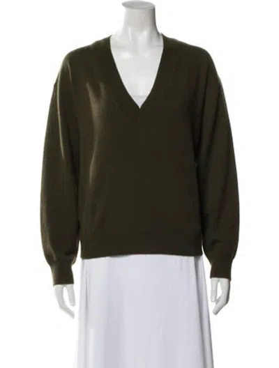 Pre-owned Ulla Johnson Cashmere V-neck Sweater In Green