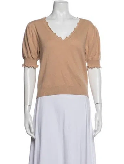 Pre-owned Ulla Johnson Cashmere V-neck Sweater In Neutrals