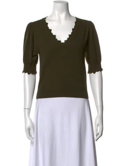 Pre-owned Ulla Johnson Cashmere V-neck Top In Green