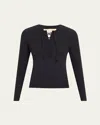 Ulla Johnson Cassia Lace-up Rashguard Swim Top In Noir
