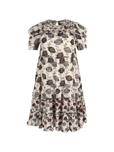 Pre-owned Ulla Johnson Cassian Puff-sleeve Floral Dress In Neutral