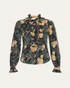 Ulla Johnson Catroux Long-sleeve Silk Blouse In Black