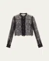 Ulla Johnson Cecile Ruffle-trim Floral Lace Blouse In Noir
