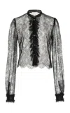 Ulla Johnson Cecile Ruffled French Chantily Lace Shirt In Black