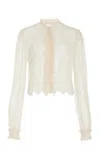 Ulla Johnson Cecile Ruffled French Chantily Lace Shirt In White