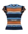 Ulla Johnson Cecile Striped Ruffle Rib Knit Top In Multicolor