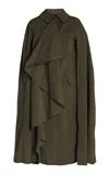 Ulla Johnson Cecille Cotton-blend Cape Coat In Dark Green