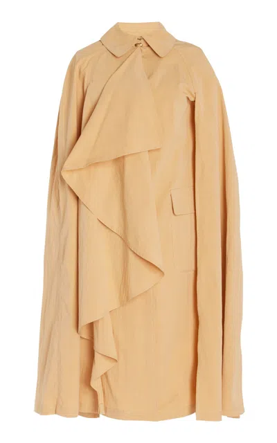 Ulla Johnson Cecille Cotton-blend Cape Coat In Khaki
