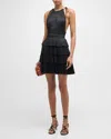 Ulla Johnson Cecily Tiered Plisse Mini Dress In Noir
