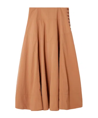 Ulla Johnson Cedar Pleated Midi Skirt In Brown