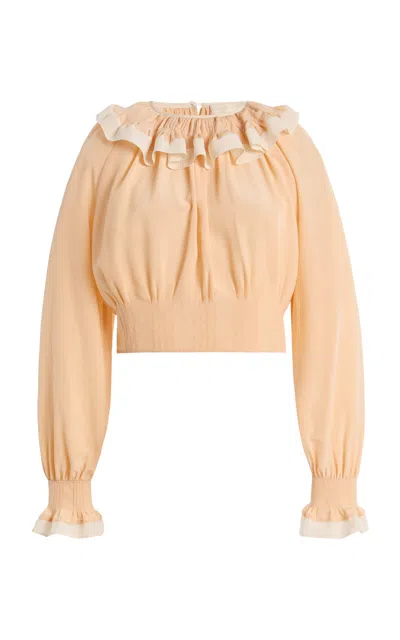 Ulla Johnson Celesta Ruffled Silk Blouse In Neutral