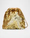 Ulla Johnson Celeste Sequined Drawstring Shoulder Bag In Gilt