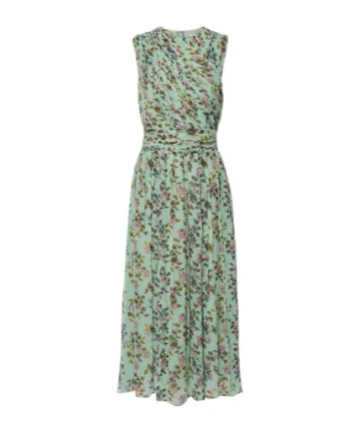 Ulla Johnson Celestina Floral Draped Silk Midi Dress In Green