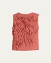 Ulla Johnson Celina Pleated Raw-edge Silk-blend Top In Pink