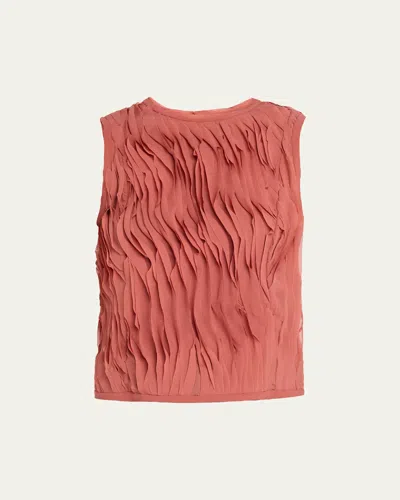 Ulla Johnson Celina Pleated Raw-edge Silk-blend Top In Pink