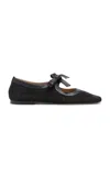 Ulla Johnson Celo Bow-detailed Fabric Flats In Black