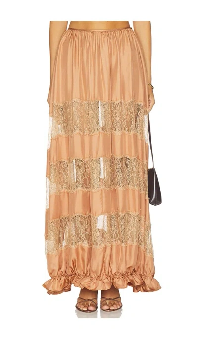 Ulla Johnson Chantal Silk Midi Skirt In Neutral