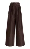 Ulla Johnson Charlie Wide Leg Silk Pants In Brown