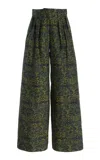 Ulla Johnson Charlie Wide Leg Silk Pants In Green