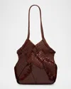 Ulla Johnson Charlotte Woven Croc-embossed Leather Shoulder Bag In Brown